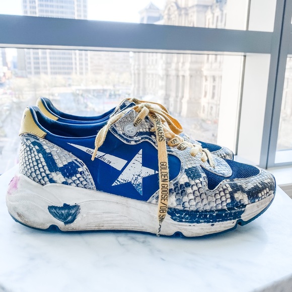 GOLDEN GOOSE ‘RUNNING SOLE’ SNEAKERS, SZ 39 - RARE SNAKE SKIN LEATHER - Picture 1 of 8